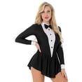thumbnail image 2 of YiZYiF Smoking pour Femme Fille Serveuse Costume de Jeu de Rôle Robe à Volants à Manches Longues Tenue de Danse Noir TG, 2 of 7
