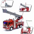 thumbnail image 3 of Fire Truck Toy with Lights and Sounds, 10.5" Friction Powered Car Fire Engine Truck with Water Pump, Sirens and Extending Ladder Firefighter Toy Truck, 3 of 5