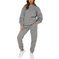 thumbnail image 4 of Innerwin Two Piece Outfit Drawstring Women Jogger Set Sports Long Sleeve Beam Foot Sweatsuits Grey S, 4 of 7