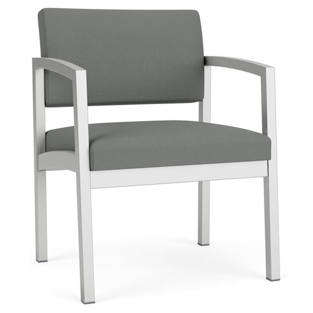 Lenox Steel Reception Waiting Oversize Guest Chair / Silver Steel / Light Gray