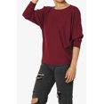 thumbnail image 3 of TheMoogan Women's PLUS Closet-Essential Drapey 3/4 Dolman Sleeve Boat Neck Relaxed Ribbed Top, 3 of 7