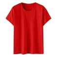 thumbnail image 4 of zanvin Hauts d'Été pour Femmes Blouses Mode Décontracté Uni Col Rond Manches Courtes Tuniques Hauts Blouse Fluide Rouge,P-3TG, 4 of 5