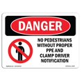 thumbnail image 1 of SignMission OS-DS-A-710-L-2555 7 x 10 Po Panneau de Danger OSHA - Pas de Piétons Sans Bon, 1 of 1