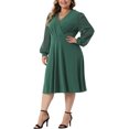 thumbnail image 4 of GRACE & GRANDEUR Robe pour Femme Grande Taille Manches Longues Pois Suisses Col en V Portefeuille Robes Formelles 4X Vert, 4 of 6