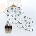 thumbnail image 2 of GDREDA Boys's Fall Pajamas Striped Short Sleeve Sets Modal Pjs (Sky Blue,3-4 Years), 2 of 7