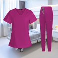 thumbnail image 3 of facefd Female Scrub Set Nurse v neckline Machine Washable Short Sleeves Suit S Rose Red, 3 of 8