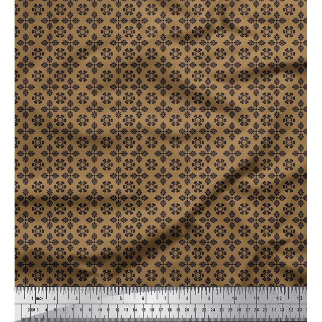 Soimoi Polyester Crepe Fabric Artistic Floral Shirting Decor Fabric Printed Yard 42 Inch Wide