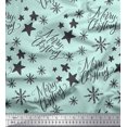 thumbnail image 1 of Soimoi Green Heavy Canvas Fabric Star & Snowflakes Text Print Fabric by the Yard 58 Inch Wide, 1 of 5