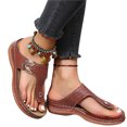 thumbnail image 1 of Women PU Leather Wedges Sandals Rhinestone Flip Flops Non-Slip Comfortable Summer Beach Walking, 1 of 7