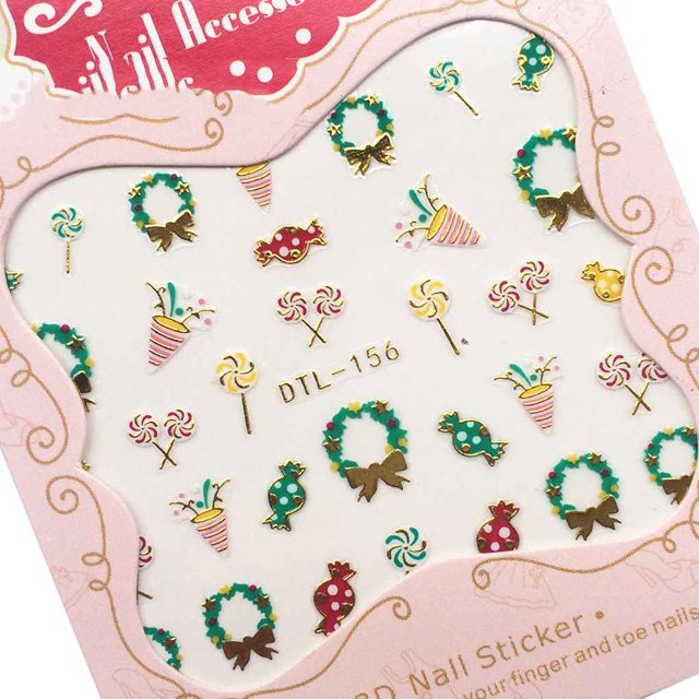 Maoww Nails Art Sticker Merry Christmas 3D Golden Elements Nail Wrap Sticker Tips DIY Manicura Stickers Tool