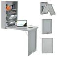 thumbnail image 1 of Gymax Bureau d'Ordinateur Mural Convertible, Bureau Flottant avec Bibliothèques de Rangement, Gris, 1 of 10