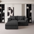thumbnail image 1 of The Magic Home Canapé Sectionnel Modulaire en L en Lin avec Ottoman, Noir, 1 of 12