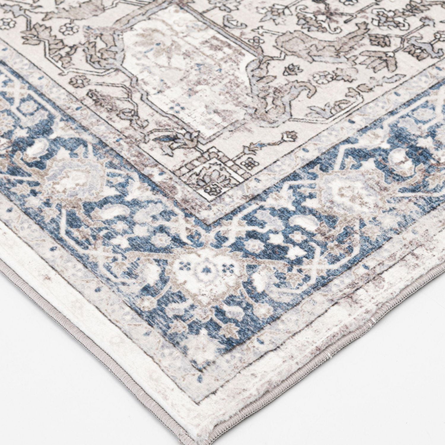 Tapis tissé beige et bleu foncé Banburry