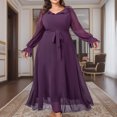 thumbnail image 1 of Ovzne Robes pour Femmes 2025 Robe Femmes Femmes Grande Taille Taille Haute Mode Élégante Chiffon Manches Longues Longue Robe de Soirée Robe Grande Taille Manches Longues Liquidation, 1 of 7