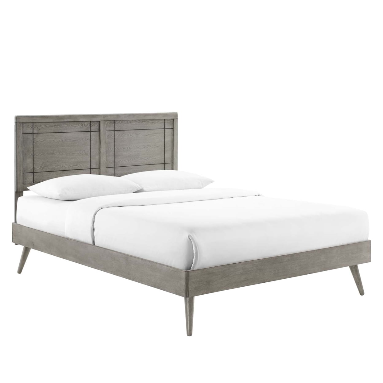 Marlee Queen Wood Platform Bed With Splayed Legs Gray