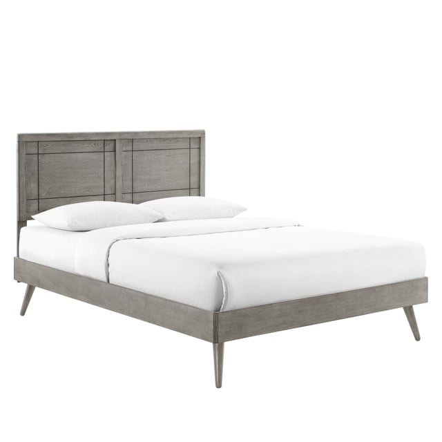 Marlee Queen Wood Platform Bed With Splayed Legs Gray