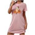 thumbnail image 4 of Sakmal Robe de Nuit Rose Moomoo pour Femmes Halloween Grande Taille Légère Courte Chemise de Nuit Imprimé Citrouille Manches Courtes Robes de Nuit pour Femmes, 4 of 5