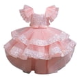 thumbnail image 1 of HXWCHs Robe à Boutons Robe Élégante Formelle pour Filles avec Traîne Détachable Concours Fête Mariage Robe de Récital Rose Pâle 3-4 Ans, 1 of 7