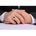 thumbnail image 2 of RYLOS Men's Rings Yellow Gold Plated Silver Rings Classic Designer Style 9X7MM Gemstone &  Diamond Ring Lapis September Birthstone Rings For Men Size 10, 2 of 7