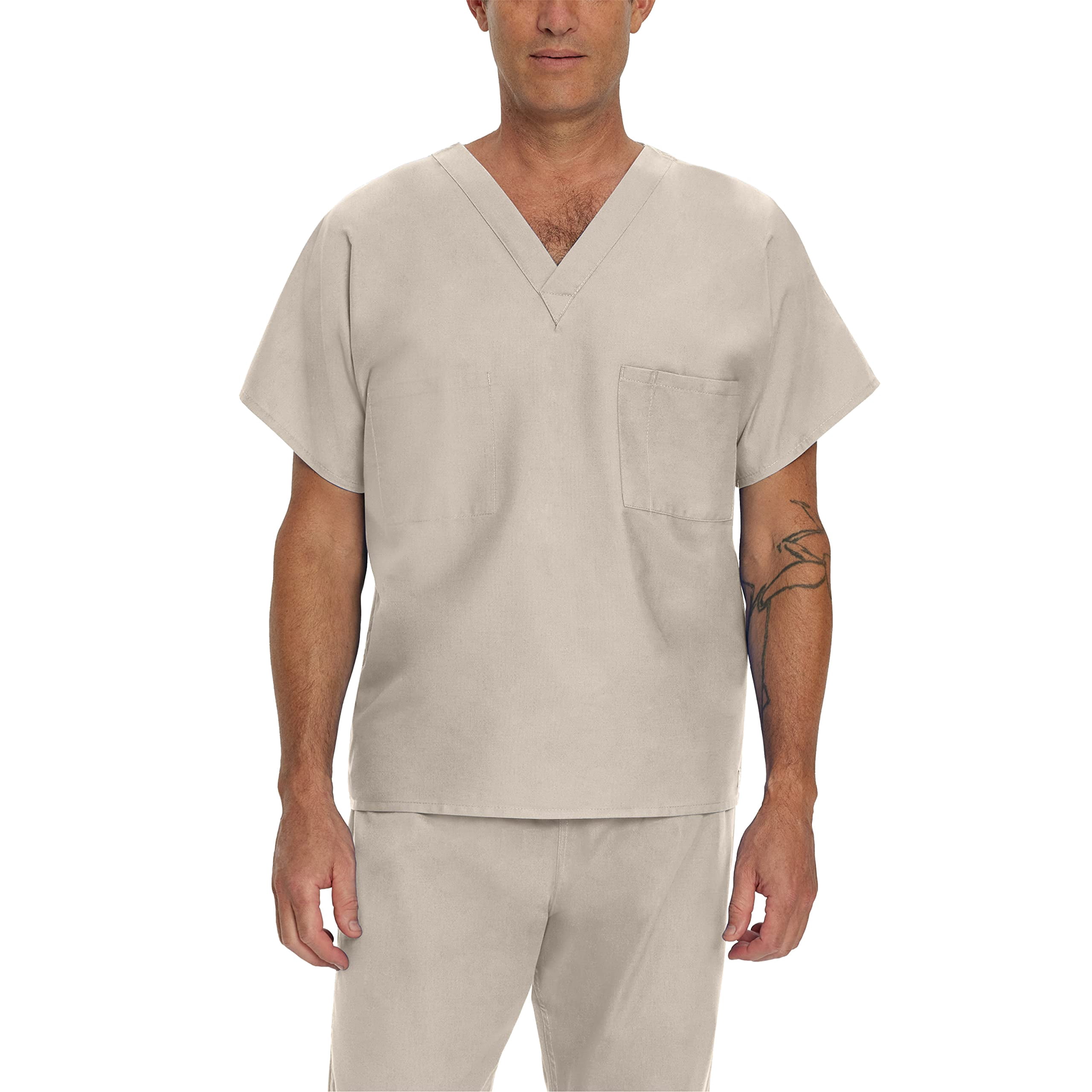 Landau Essentials Haut de Sarrau à Encolure en V : 1 Poche, Réversible, Unisexe, Coupe Classique Décontractée Sarraus Médicaux 7502