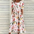 thumbnail image 2 of Pisexur Robe T-Shirt d'Été pour Femme, Décontractée, Florale, Col Rond, Manches Courtes, Robe Évasée, Taille Empire, Robe Maxi avec Poches, 2 of 7