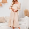 thumbnail image 4 of PEZHADA Mode d'Automne pour Femmes,Vêtements de Maternité pour Femmes,Robe Longue Décontractée et Aguichant pour Femmes Enceintes avec Petite Impression Florale en Mousseline à Col et Manches Longues, 4 of 5