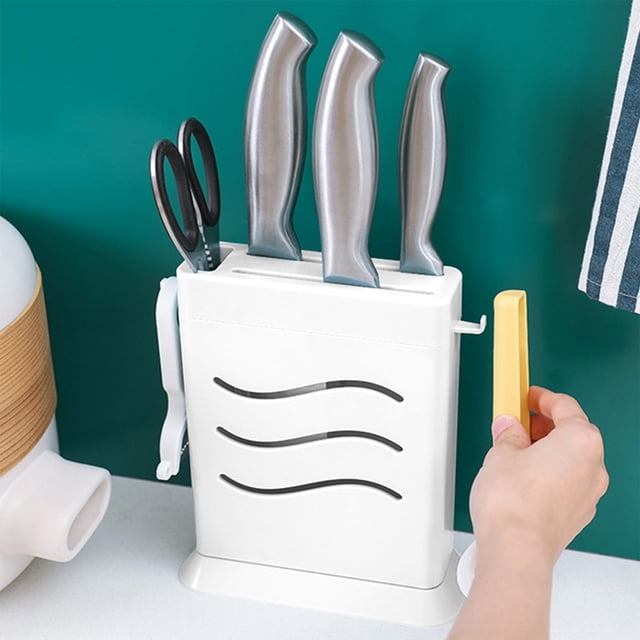 Dvkptbk Repose-Couteaux Support de Couteaux Étagère de Rangement Multifonctionnelle avec Crochets Comptoir de Cuisine pour la Maison Étagère de Rangement Couteau Cuisine Support de Rangement Intégré pour Couteaux Rangement et Organisation