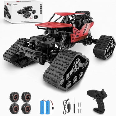 Voitures RC 2 en 1 Voiture Télécommandée Échelle 1:14 25 Mi/h 40 km/h Haute Vitesse 4RM Tout-Terrain Camions RC pour Adultes Garçons et Enfants, Voitures Jouets Tout-Terrain 2,4 GHz avec 2 Piles Rechargeables (Rouge)