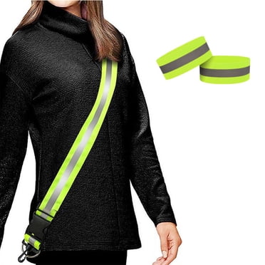 EGNMCR Reflective Sash pour Marcher la Nuit Haute Visibilité Équipement de Course Reflective Marche Nocturne pour Hommes Femmes Enfants Reflective Sash avec 2 Pcs Brassards Réfléchissants tape tape