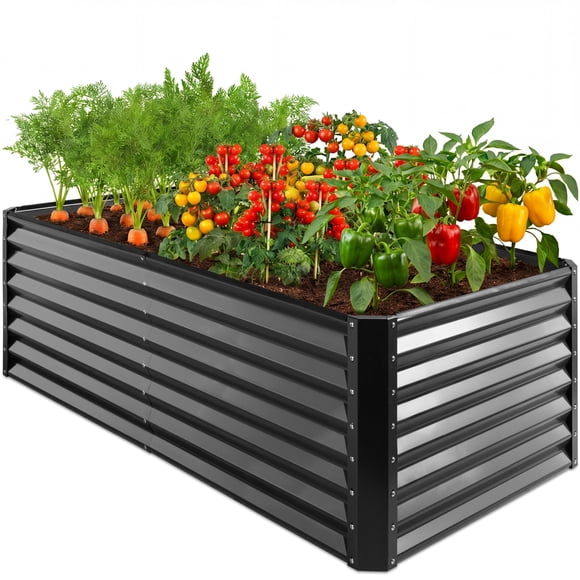 Best Choice Products Bac de Jardin Surélevé Extérieur en Métal 6x3x2 Pi pour Légumes Fleurs Herbes - Gris Foncé