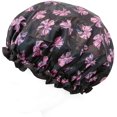 thumbnail image 3 of ORUYROP Allyrew Réutilisables Femmes Imperméables Chapeaux de Douche pour Cheveux Longs, Arcs Roses, 3 of 4