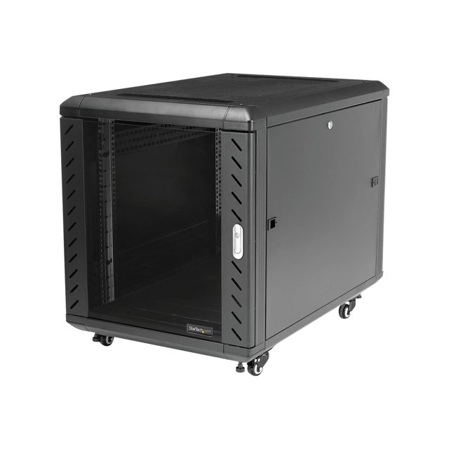 StarTech.com 12U AV Rack Cabinet 12U - Rack Réseau avec Porte en Verre - Cabinet d'Ordinateur 19 Pouces pour Salle de Serveur Ou Bureau (RK1236BKF) - Rack Cabinet - Noir - - 36 Pouces