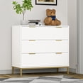 thumbnail image 2 of Eumyviv Chest of Drawers with Gold Handles Mid Century Modern 3-Drawer Storage Dresser for Bedroom Living Room, White H0074, 2 of 9