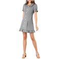 thumbnail image 2 of INSPIRE CHIC Women's Ruffle Peter Pan Collar Casual Button up Checkered Dress, 2 of 5