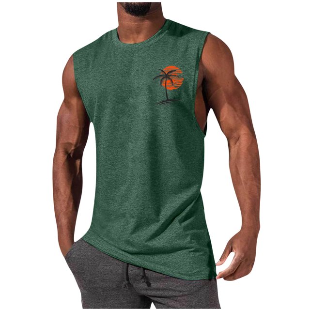 KIHOUT Nouveautés Débardeurs Athlétiques d'Été pour Hommes Hauts Graphiques Imprimés Amples à Col Rond Sans Manches T-Shirts de Sport Décontractés Gilet