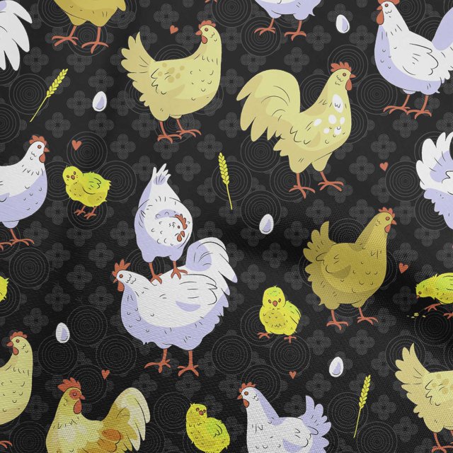 oneOone Tissu Georgette Viscose Noir Tissu pour Robe de Poule Tissu Imprimé au Mètre 42 Pouces de Large-H3