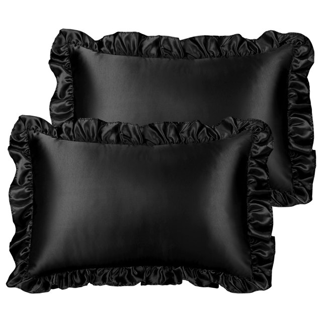 Unique Bargains Retro Satin Ruffle Pillowcases Envelope Closure 2pcs