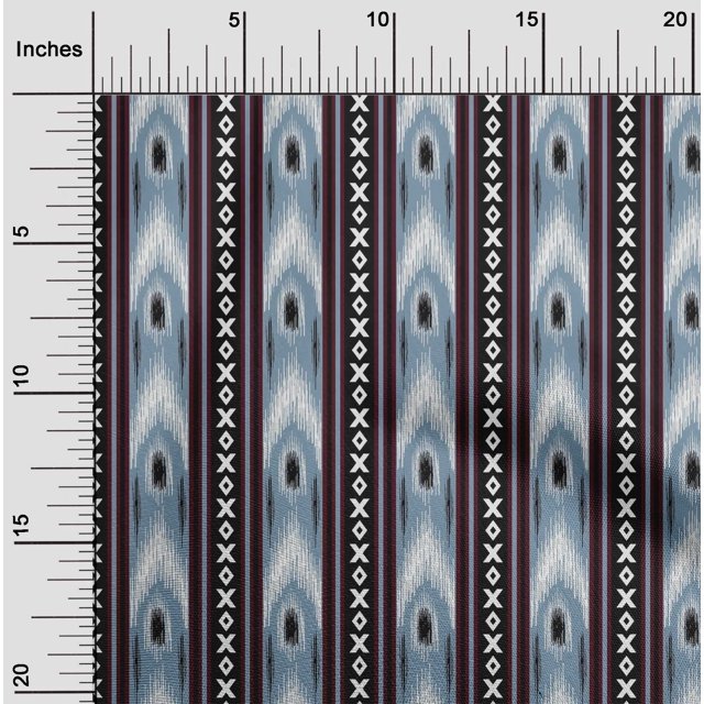 oneOone Viscose Jersey Fabric Stripe & Geometric Ikat Print Fabric BTY 60 Inch Wide