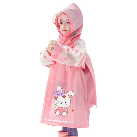 XASZHN Childrens Transparent Dinosaur Rain Poncho Kindergarten Waterproof Rain Gear Boys Girls Pink_002 XXXL