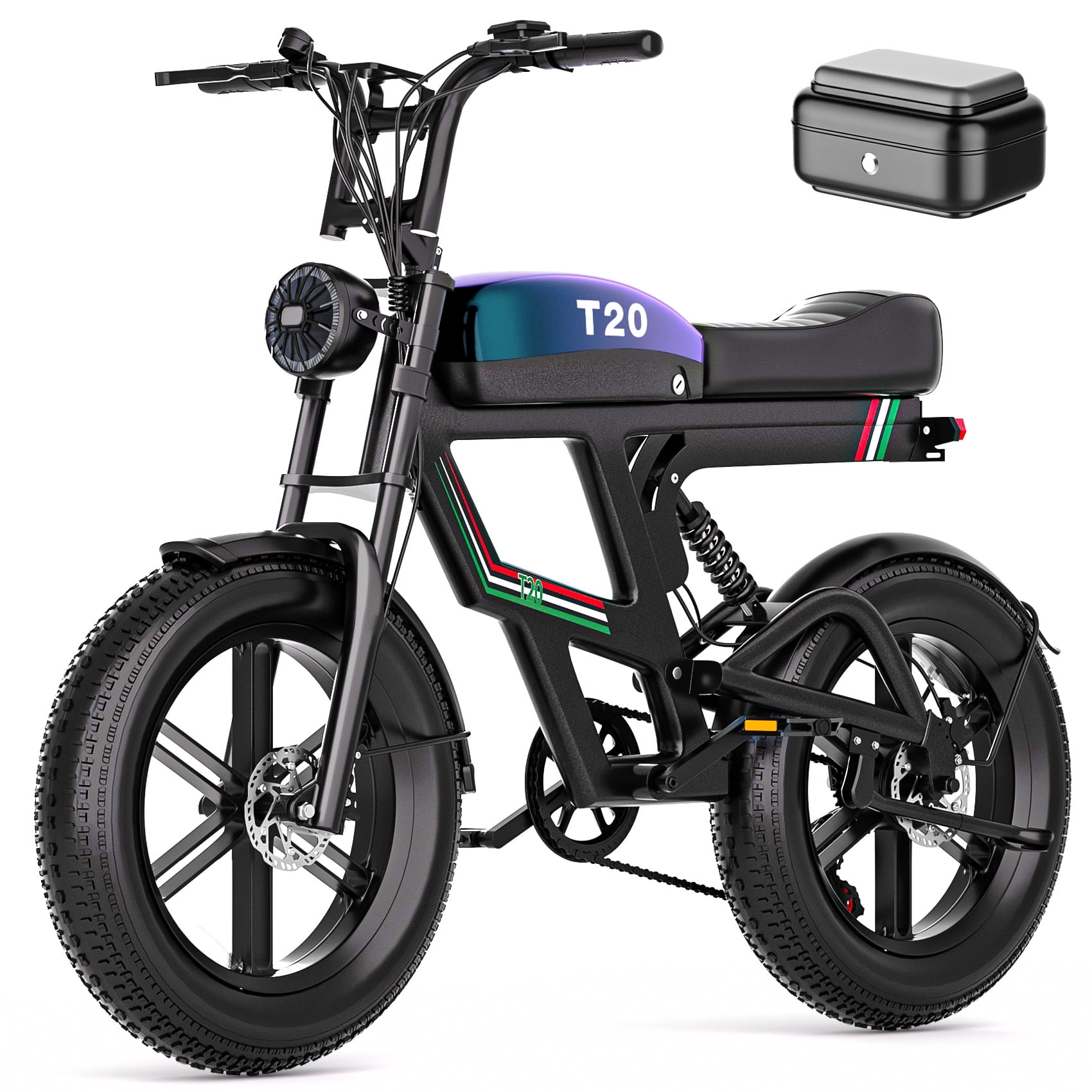 AZHAR T20 Electric Bike for Adults, 750W Peak 1800W Motor, 20"x4" Fat Tire, E Mountain Bike, 48V/15AH UL2849