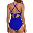 thumbnail image 3 of Innerwin Swimwear Gradient Women Bathing Suits Surfing Long Sleeve Backless One Piece Swimsuit Royal Blue L, 3 of 4