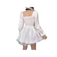 thumbnail image 4 of xiaxaixu Lolita Corset Robe, Tie-up Col Carré Puff Manches Dentelle une Seule Pièce, 4 of 6