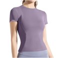 thumbnail image 1 of Plebaso Hauts d'Entraînement pour Femmes à Manches Courtes, Col Rond, T-Shirts Athlétiques, Course, Yoga, Gym, T-Shirts Basiques pour Femmes, 1 of 3