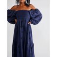 thumbnail image 3 of Kmbangi Robe Longue Décontractée d'Été pour Femme, Fleurs Brodées 3D, Encolure Carrée, Manches Bouffantes, Robe Mode Dos Nu, Robe Trapèze, 3 of 9