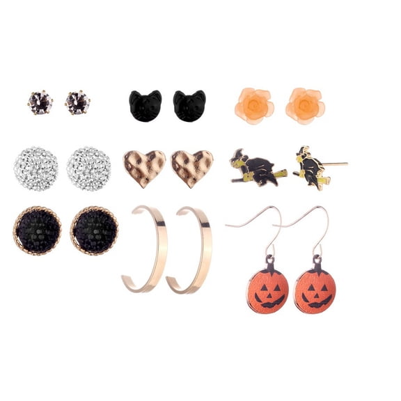 Don’t Ask Women’s Halloween Goldtone Stud Earrings Set