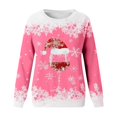 thumbnail image 4 of TIMIFIS Cadeaux de Noël Chandails à Col Rond pour Femmes Hauts Décontractés d'Hiver Verre de Vin Rouge Bonnet du Père Noël Imprimé Chandail à Manches Longues Bonne Année, 4 of 4