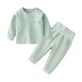 thumbnail image 1 of vdgthytj Toddler Baby Baby Girl Fall Clothes Ribbed Crewneck Long Sleeve Tops and High Waisted 2 Piece Matching Outfit, 1 of 5