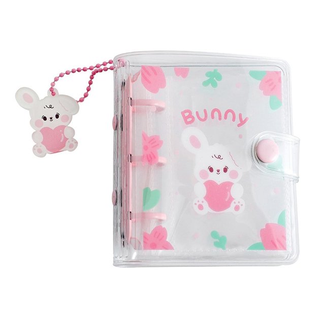 GUOOL Cute Mini Photo Album 10 Pockets ID Holder with Pendant Photocard Holder Pink