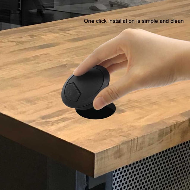 pitrice Desk Hole Cover Waterproof Anti-rust Adjustable Office Table Cable Grommet 53mm Silver 1Set