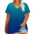 thumbnail image 4 of Liquidation d'Économies! Hauts Surdimensionnés pour Femmes en Liquidation, Hauts à Manches Courtes d'Été pour Femmes, Chemise de Base à Manches Courtes et Col en V Imprimée pour Femmes Grande Taille, 4 of 5